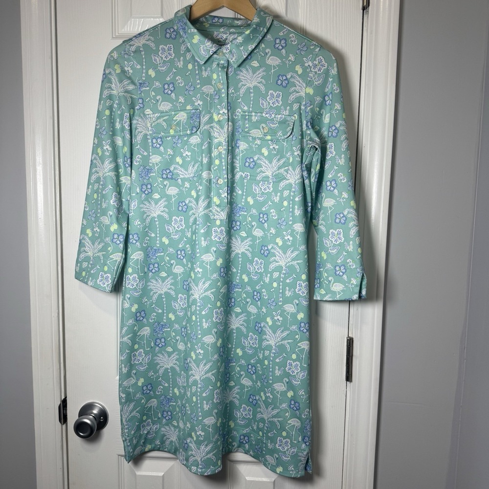 Vineyard Vines Performance Printed Sankaty Margo Dress Andros Blue Women's Small